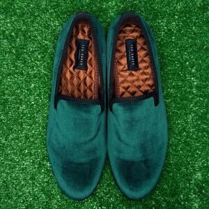 Ted Baker Green Velvet Loafers Men’s 9 Luxury Dress Slip On Shoes New